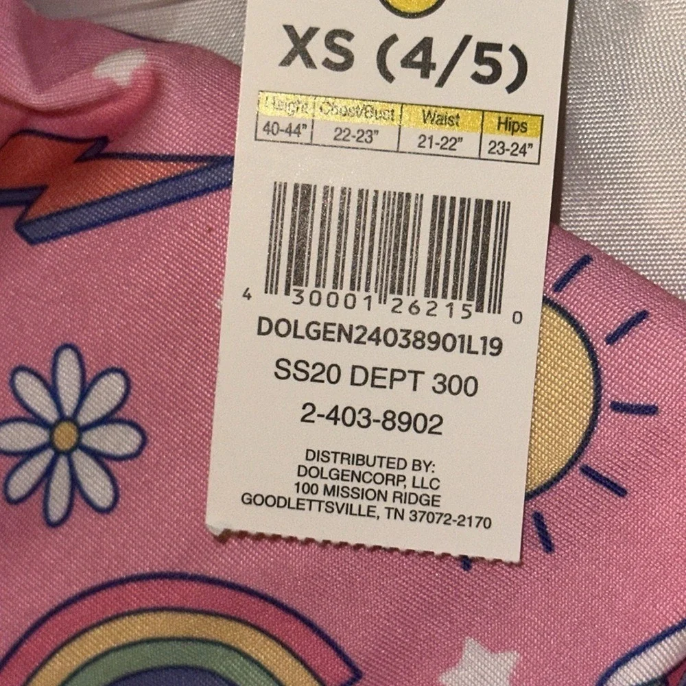 Bobbie Brooks Girls Unicorn Rainbow Ruffle One Shoulder Tankini Swimsuit XS 4/5